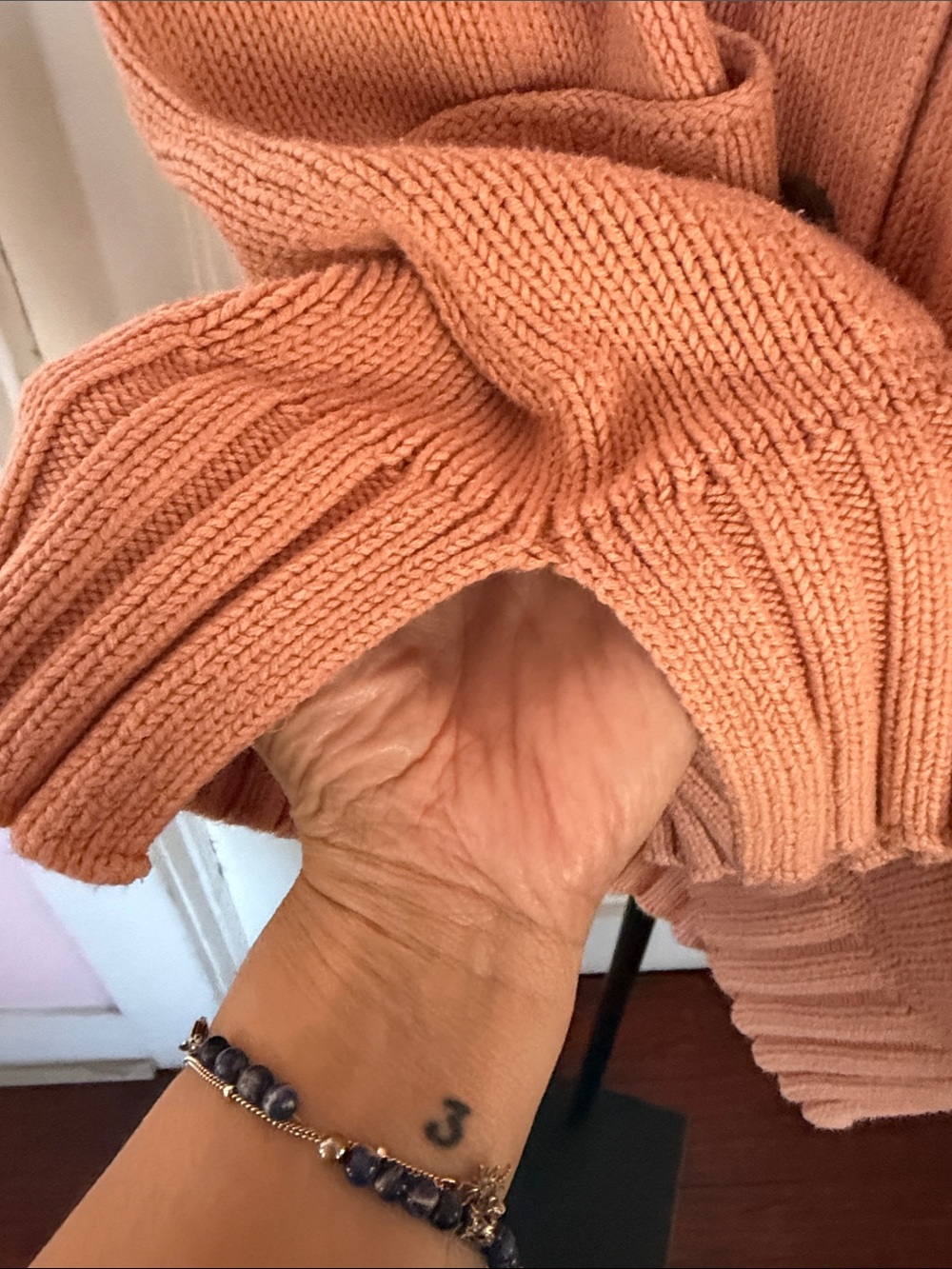 LOFT Peach Open-Front Button Cardigan - Picture 6 of 7